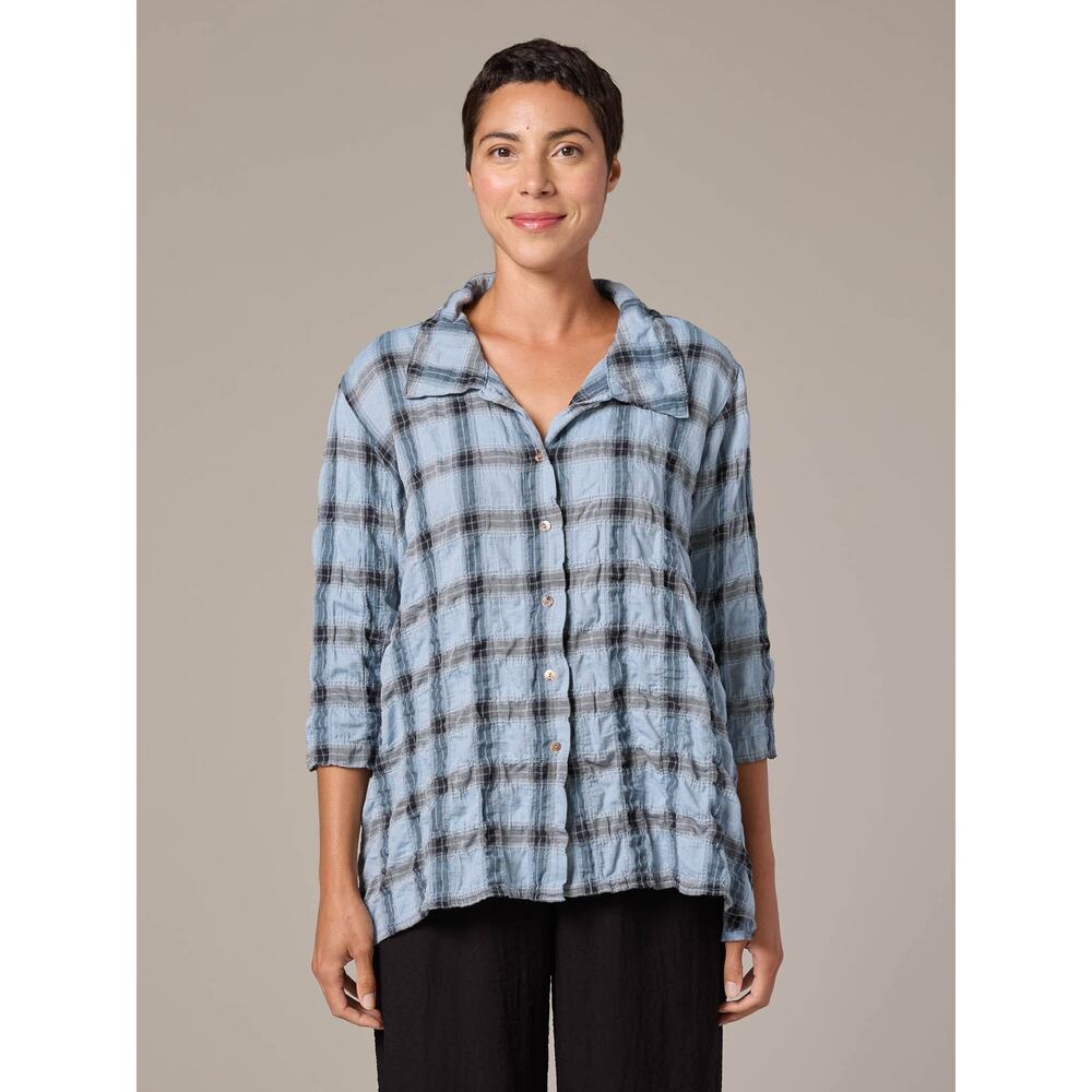 Cut Loose Crinkle Plaid Hi-Low Shirt - Medium